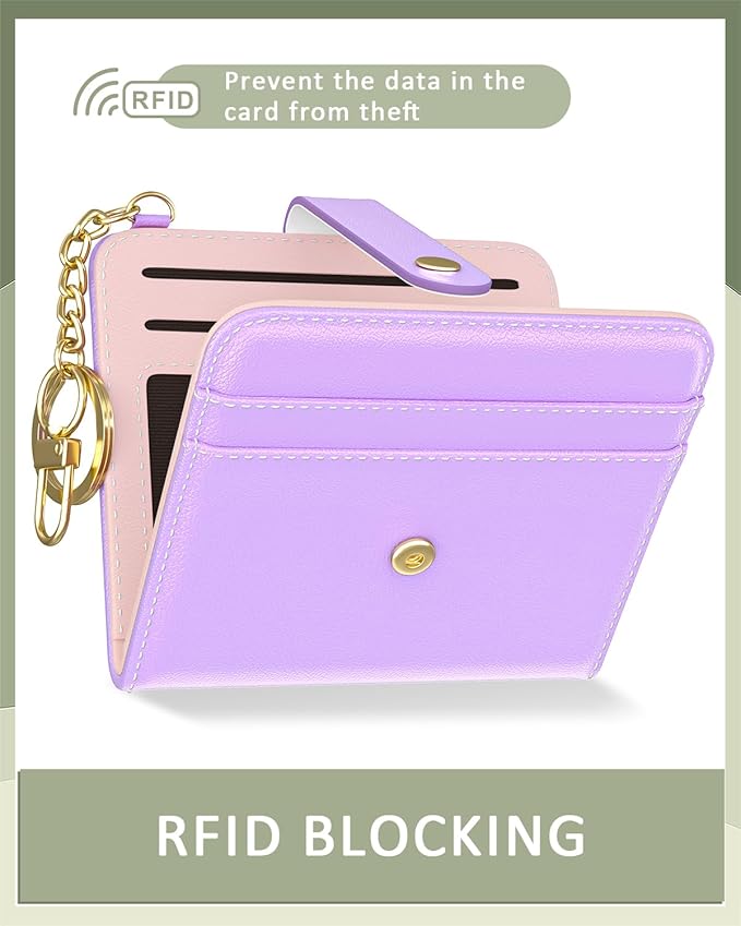 Aiawoxc Womens Wallet, RFID Small Wallets for Women, Slim Compact Credit Card Holder, Cute Leather Bifold Ladies Purse with Zipper Coin Pocket and ID Window, Purple