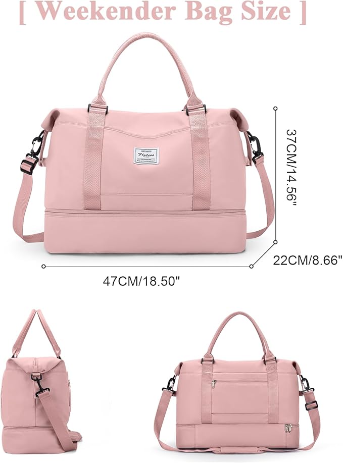 Travel Duffel Bag with Shoes Compartment, Carry on Overnight Weekender Bags for Women, For Spirit Airlines 18x14x8 Personal Item Bag