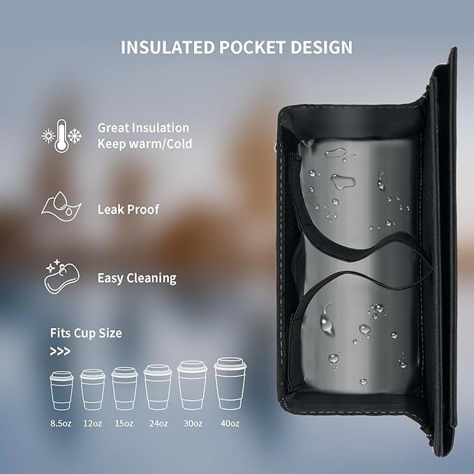 Travel Luggage Cup Holder, Liveagain Drink Caddy, Luggage Cup Holder Attachment, Free Hand Suitcase Drink Carrier for Drinks Beverages, Coffee, Bottles, Snack (Black)