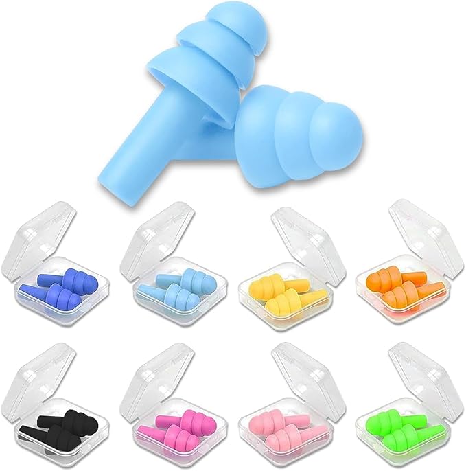 Earplugs for Sleeping,8 Pairs Noise Cancelling Silicone Earplugs for Sleeping Swimming Snoring Concerts