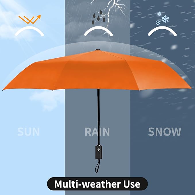 Yoobure Windproof Travel Umbrella - Automatic Umbrellas for Rain, Compact Folding Umbrella with UV Protection, Lightweight Portable Design for Backpack/Walking/Car, Sun & Storm Ready