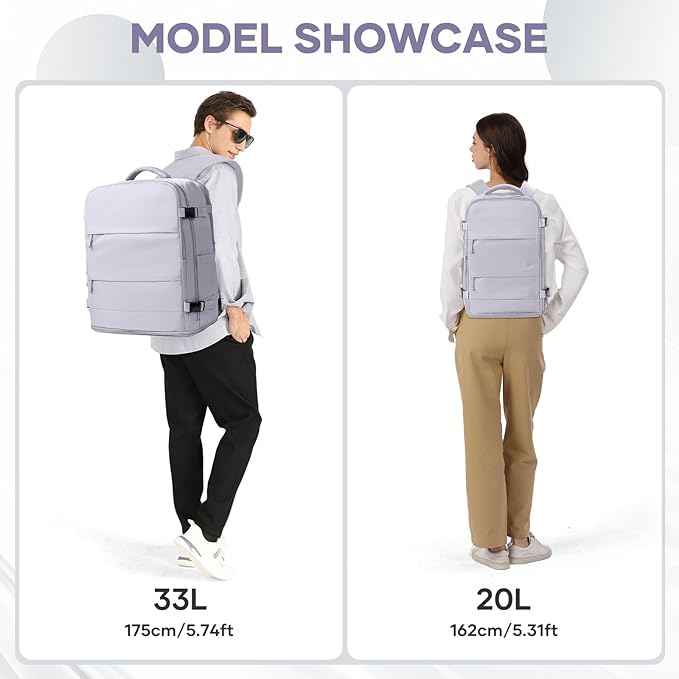 coowoz Large Travel Backpack Carry On for Women Man Gym Backpack with Laptop Compartment Mochila de Viaje Teacher Personal Item Backpacks Rucksack Airplane Accessories Must Haves Purple