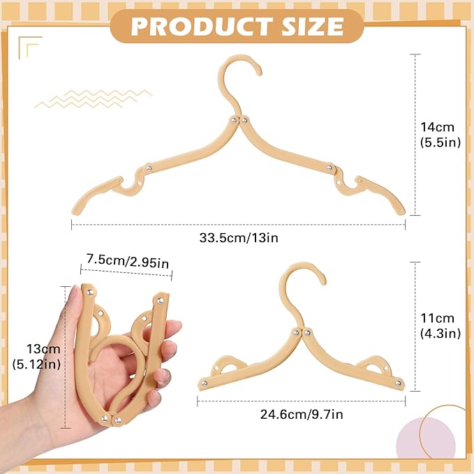 Teenyyou 12 Pcs Travel Hangers Cruise Ship Essentials Foldable Portable Plastic Vacation Hangers Non Slip Clothes Drying Rack Travel Accessories for Dormitory School Hotel Laundry (Stylish Color)