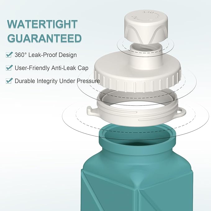 Collapsible Water Bottles 20.6oz, Silicone Foldable Portable Travel Water Bottle, BPA-Free, Leakproof Reusable for Traveling Camping Hiking Cycling Sports Outdoor, 2 Pack (Blue+Starlight)