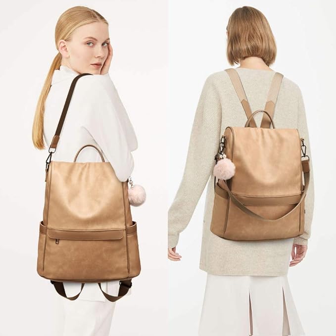 CHERUTY Women Backpack Purse PU Leather Anti-theft Casual Shoulder Bag Fashion Ladies Satchel Bags