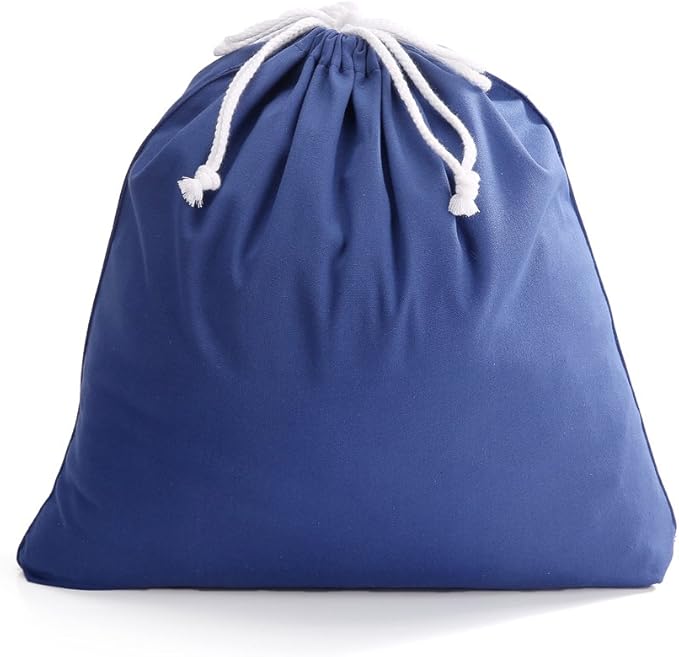 100% Cotton Canvas Travel Laundry Bag, 2-Pack (Small, Navy)