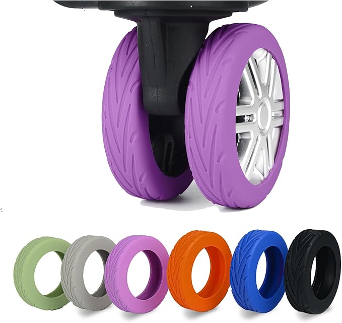 Upgrade Luggage Wheel Covers, 8pcs Suitcases Wheel Protector,Wear-Resistant, Anti-Noise, Silicone Protectors for 2-2.4"Luggage Spinner,Accessories for Travel (Purple)