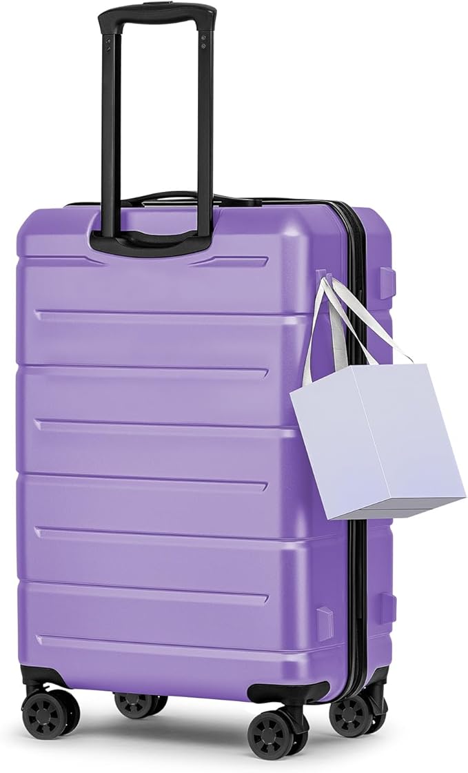 KYME 24 Inch Luggage TSA Approved Hardshell Suitcases with Spinner Wheels Durable PC+ABS Medium Checked Travel Luggage for Women Men Lt Purple