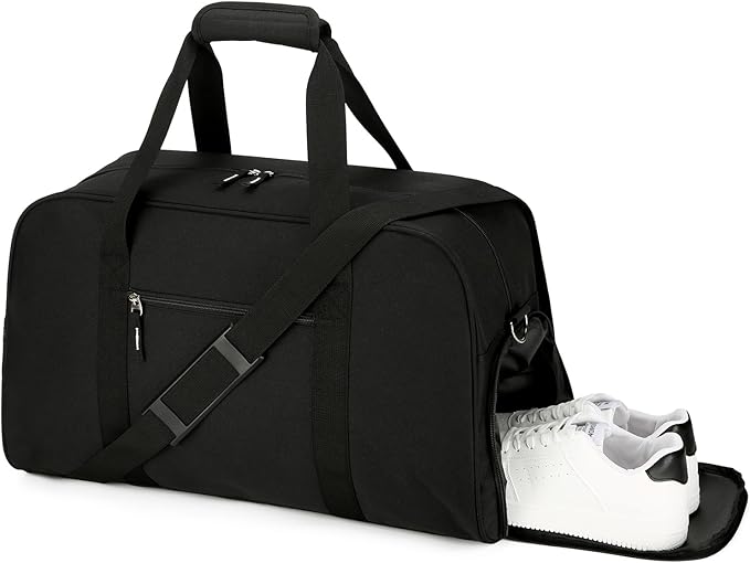 Searock 21 Inch Gym Bag with Shoe Compartment, Sports Duffle Bag for Travel, Carry On Duffel Bag, Weekender Overnight Bags for Men and Women Traveling, Black