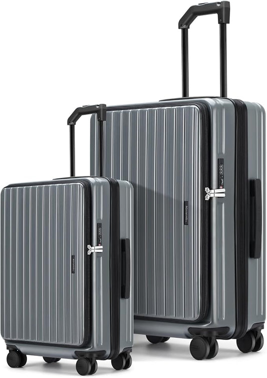 ROAMING Luggage Sets Hard shell Suitcase Top Opening Expandable with Spinner Wheels,Sturdy Large Suitcase Tsa Lock 20 Inch Carry on 28 Inch Checked Luggage,2-Piece Set (20/28) for Unisex Livid green