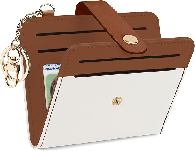 Airkit Small Wallets Woman RFID Blocking Leather Credit Card Holder - with ID Window - Card Wallets for Women - with Zipper Coin Purse - Keychain Wallet