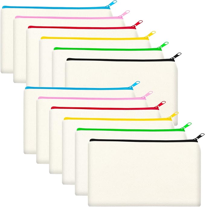 Legigo Blank Canvas Bag Zipper Pouch Makeup Bags Bulk - Multi-Purpose Canvas Pencil Pouch with Sturdy Zipper, Cosmetic Bag Travel Toiletry Bag for DIY Craft Projects, Storage (8.3 x 5 inches)