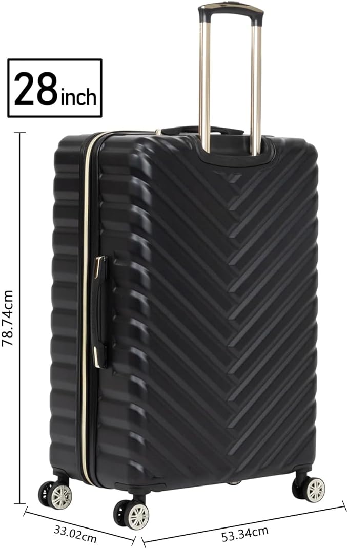 Kenneth Cole REACTION Madison Square Lightweight Hardside Chevron Expandable Spinner Luggage, Black, (28-Inch Checked)