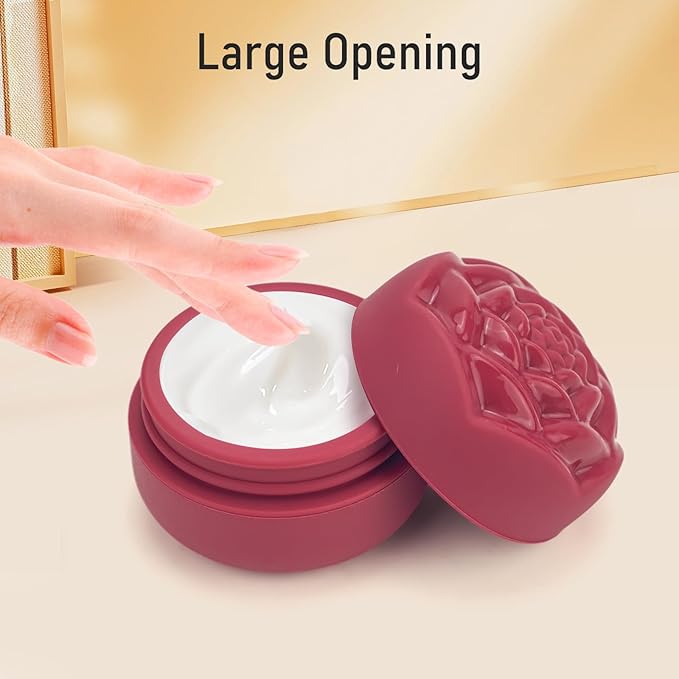 Travel Containers for Cosmetics Toiletries 0.88 Oz 4 Pack Small Silicone Refillable Mini Jars with Lid Handcream Eyes Cream Hair Gel Wax Pills Moisturizer Earrings Container Rose