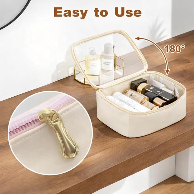 Clear Makeup Bags with Zipper, TSA Approved Travel Toiletry Bag,Clear Cosmetic Bag, Waterproof Make Up Bag for Women, Car Bag Organizer & Car Organization Essentials