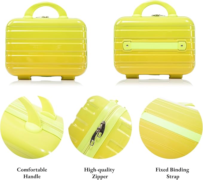 Gradient Green-Yellow Luggage Set 14" & 20" - 2 Piece PC Spinner Wheel Suitcases with Combination Lock, Lightweight Carry On for Business & Vacation