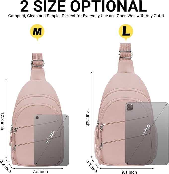 Tuwubi Crossbody Bags for Women, Sling Bag for Men, Small Hiking Backpack Anti Theft Lightweight for Outdoors Travel (M, Pink)