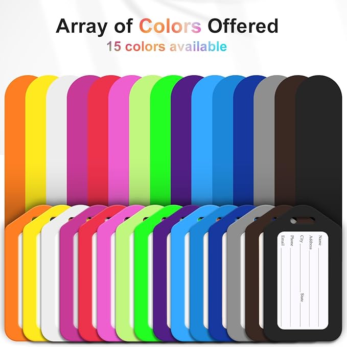 18 Pack Luggage Tag Bright Luggage Tags for Suitcases Bag Tags Name Tags for Kids Travel Accessories Must Haves by Sodsay (Pink)
