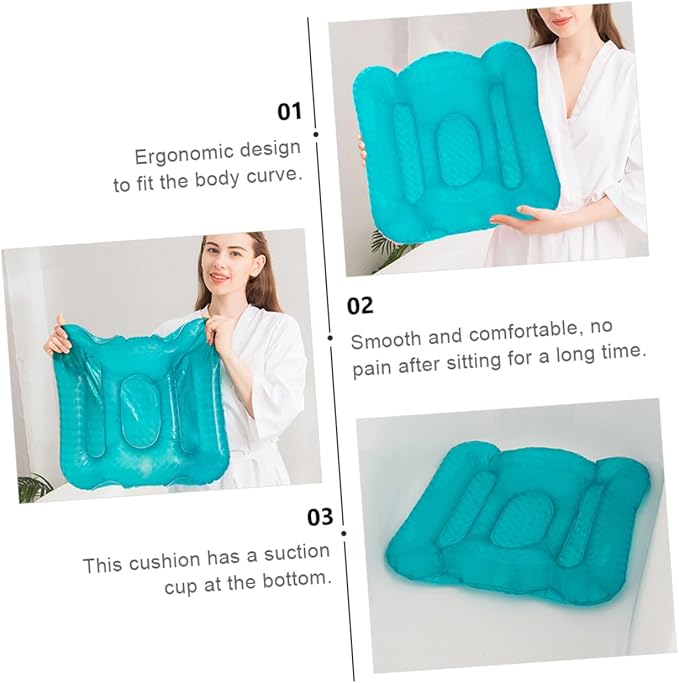 1pc Inflatable Bathtub Seat Cushion Suction Cup Water Injection Inflation Comfortable for Bathing