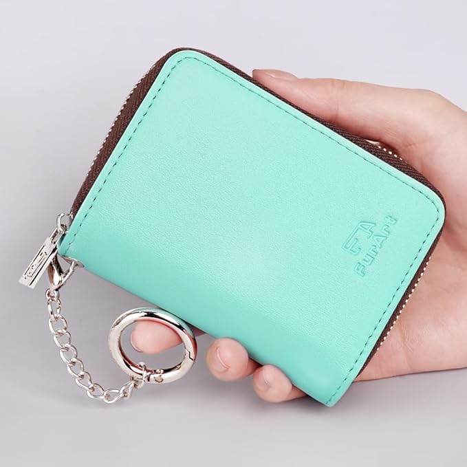 FurArt Zipper Wallet Women, RFID Blocking Credit Card Wallet, Business Card Holder, Compact Size KeyChain Wallet