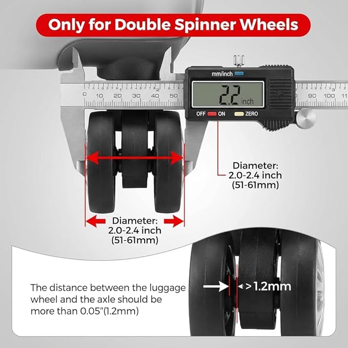 10 Pcs Luggage Wheel Covers for Suitcase, 8+2 Bonus Spares Anti-Noise Silicone Spinner Wheel Protectors, Fits 2-2.4 Inch Double Wheels, Wear-Resistant Quiet Travel Accessories (Black)