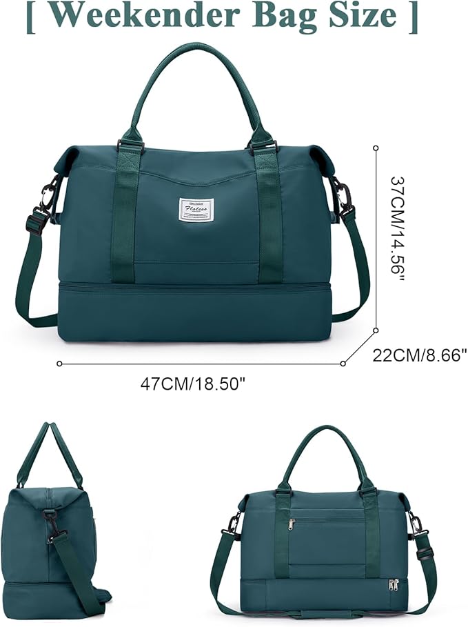 Travel Duffel Bag with Shoes Compartment, Carry on Overnight Weekender Bags for Women, For Spirit Airlines 18x14x8 Personal Item Bag