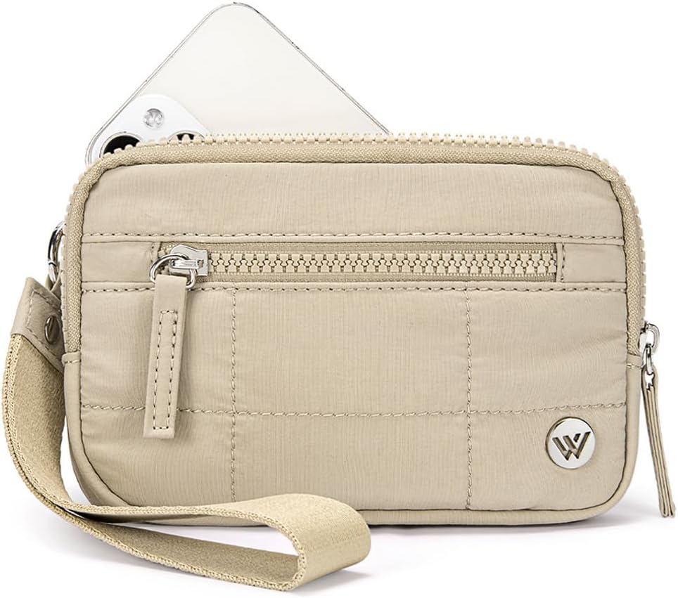 WESTBRONCO Wristlet Wallets for Women – RFID Blocking Quilted Nylon Phone Wallet, Card Holder Purse for Travel & Everyday Use