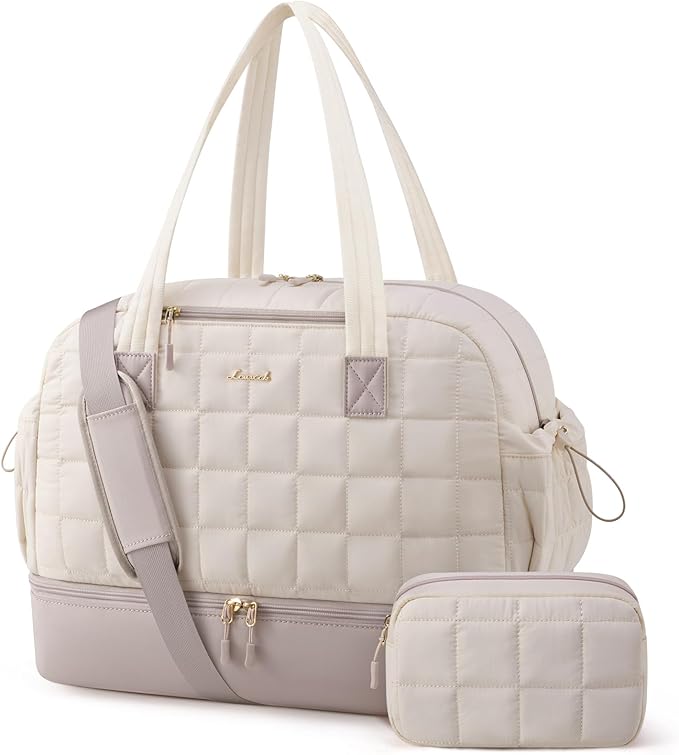 LOVEVOOK Large Travel Duffle Bag,Weekender Bags For Women with Shoe Compartment,Puffer Carry On Bags For Airplanes,Hospital Bag for Labor and Delivery,Overnight Bag With Toiletry Bag,Gym Tote Bag