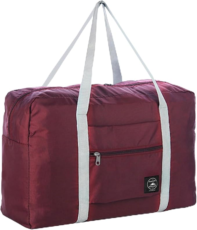 Foldable Travel Duffel Bag Tote Carry on Luggage Bag Spirit Airlines Personal item Sports Gym Bag Water Resistant Weekender Overnight Bags for Women and Men (Red)