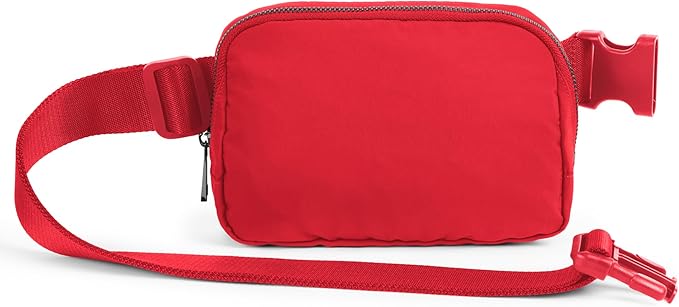 ODODOS Unisex Mini Belt Bag with Adjustable Strap Small Fanny Pack for Workout Running Traveling Hiking, Red