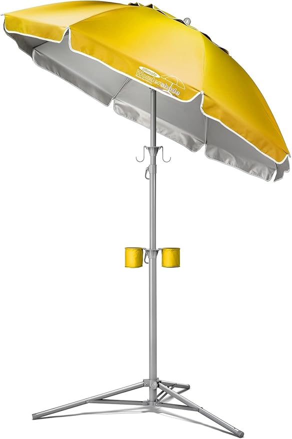 Wondershade Ultimate Portable Sun Shade Umbrella – Lightweight Adjustable Outdoor Patio & Beach Umbrella with Tripod Base (Yellow)