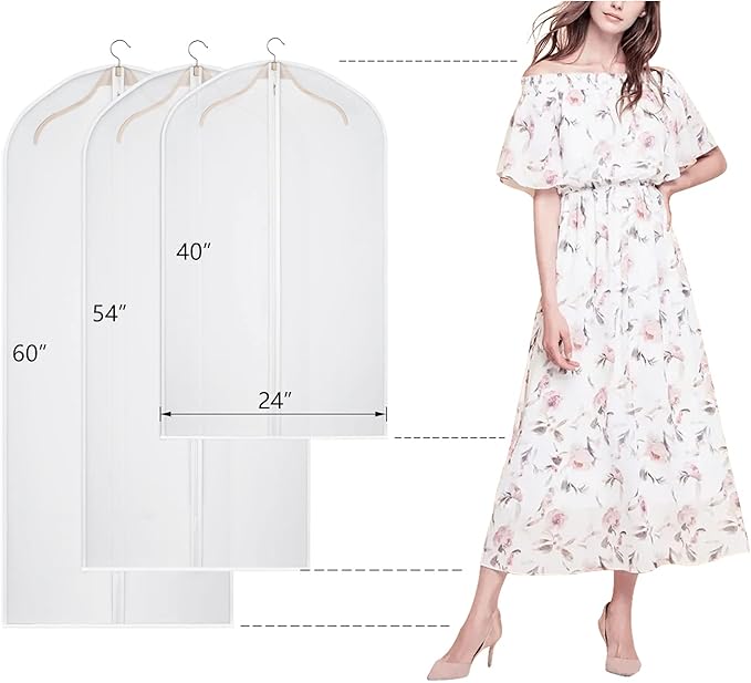 Kntiwiwo Garment Bags Clear Suit Bag for Closet Storage Hanging Clothes Dress Cover Bags (24" x 40"12pcs)