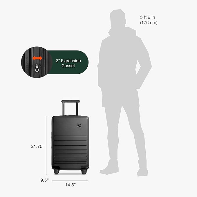 Traveler's Choice Markham Hardside Expandable Luggage with Double Spinner Wheels, Carry-On 21-Inch Suitcase, TSA Lock, 21-Inch, Black