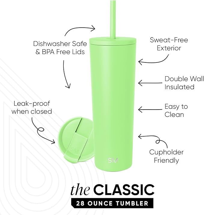 Simple Modern Classic Tumbler with Straw Lid | Insulated Iced Coffee Cup Reusable Stainless Steel Water Bottle Travel Mug | Gifts for Women Men Her Him | 28oz | Baja
