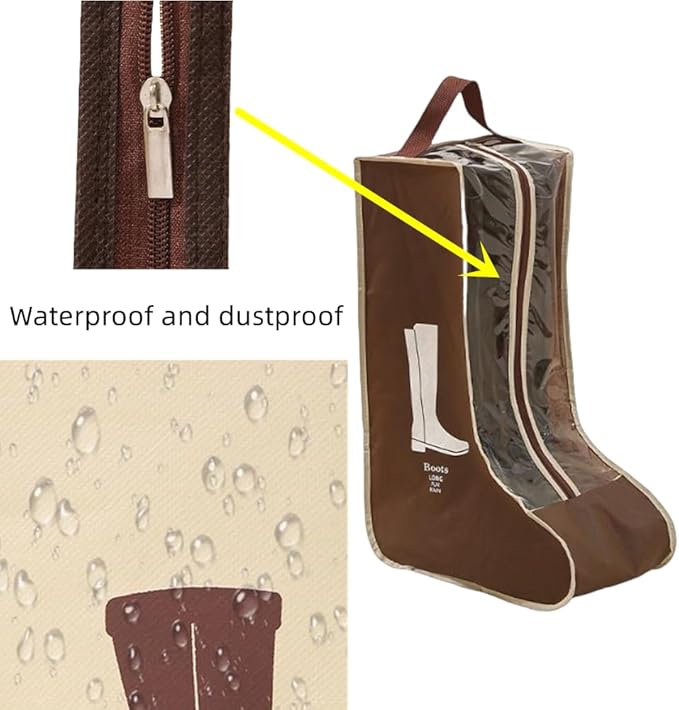 Portable 2 Pack Boots Storage, Tall Boots Storage/Protector Bag,Brown Portable waterproof storage bags are used for travel storage, under the bed, wardrobe, shoe cabinet and other home storage