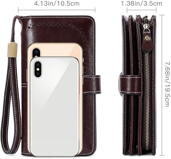 SENDEFN Wallets for Women Leather Credit Card Holder with RFID Blocking Large Capacity Wristlet | with RFID Blocking, Large Capacity, Wristlet, with RFID Blocking, Large Capacity, Wristlet