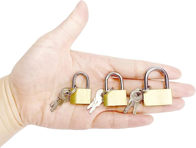 3 Pcs Small Solid Brass Locks with Keys, Mini Key Locks for Luggage Locks, Backpack Small Locks, Gym Locker Padlocks, Jewelry Box Locks… (20-25-30mm)