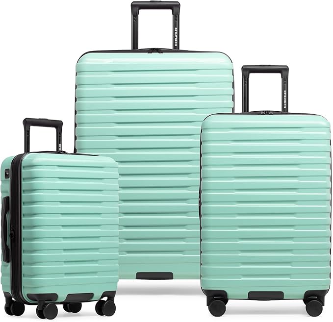 U.S. Traveler Boren Expandable Hardside Rugged Travel Luggage with 8 Spinner Wheels, Mint, 3-Piece Set