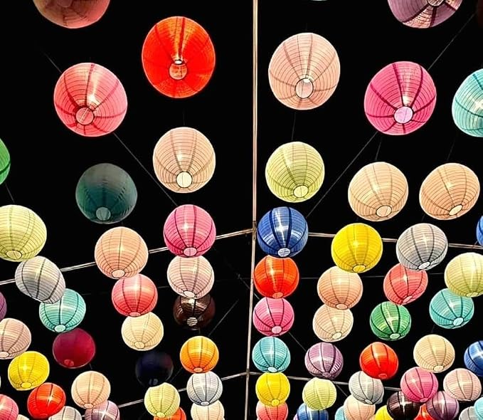 Pack of 6 Round Paper Lantern Lamp Paper Lanterns Party Decorations Baby Pink, 14"/35CM)