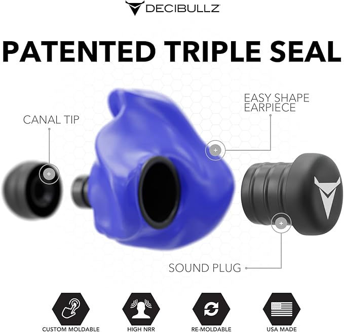 Decibullz - Custom Molded Earplugs, 31dB Highest NRR, Comfortable Hearing Protection for Shooting, Travel, Work and Concerts
