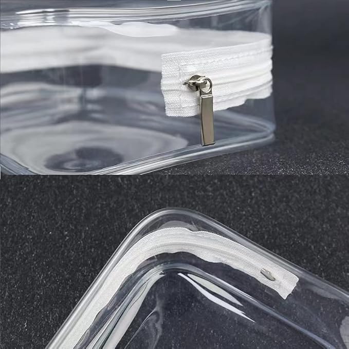 Buminee Clear Pouch, Makeup Bag, 6.6"x2.3"x4.7" TSA Approved Toiletry Bag-1 Pack All Clear