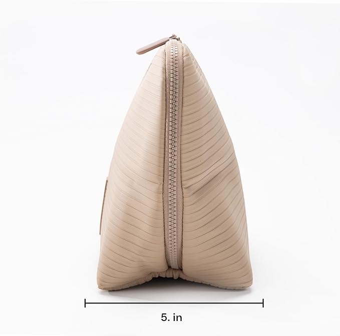 THE VERTI-Vertical Waterproof Makeup & Toiletry Bag | 23-Pocket Organizer with Upright, Fold-Down Design for Skincare, Toiletries & Essentials (Sandstone)