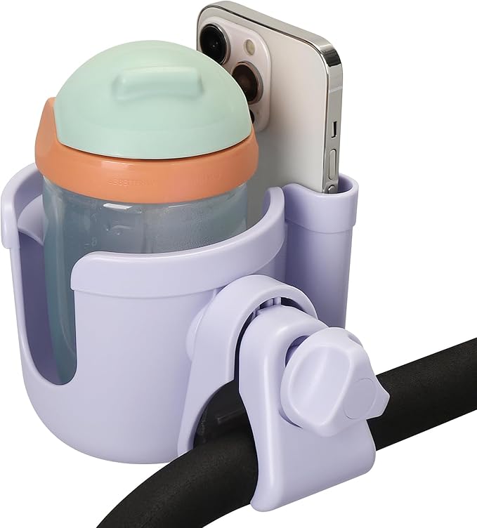 Accmor Stroller Cup Holder with Phone Holder, Bike Cup Holder, Universal Cup Holder for Uppababy Nuna Doona Strollers, 2-in-1 Cup Phone Holder for Stroller Bike Wheelchair Walker Accessory