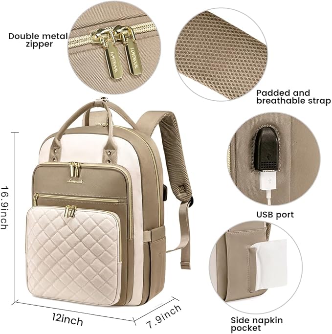 LOVEVOOK Laptop Backpack for Women, Water Resistant Travel Work Backpacks Purse Stylish College Business Teacher Nurse Computer Bag with USB Charging Port, Fits 15.6" Laptop