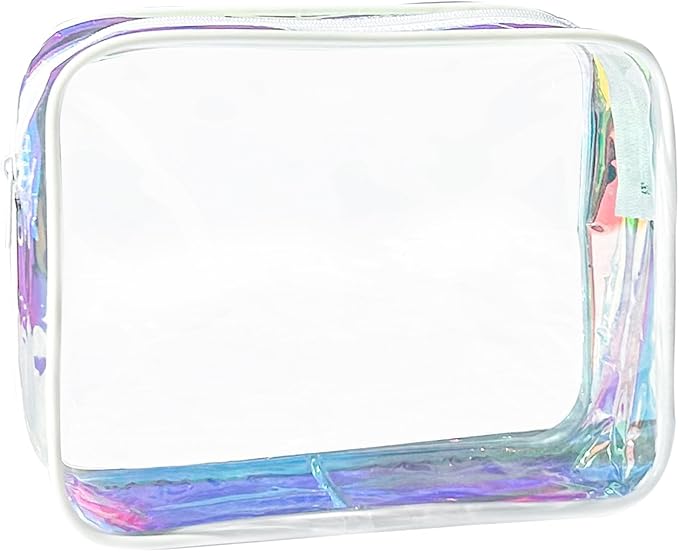 Neon TSA Approved Clear Toiletry Pouch, 7"x2.3"x4.7" Size, PVC Travel Makeup Bags for Toiletries, Transparent Cosmetic Bag for Women and Men Small (B127-D1199-1)