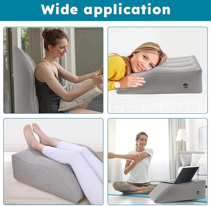Leg Elevating Pillow, Inflatable Wedge Pillows for Sleeping, Leg Pillow Elevation Blood Circulation and Reduce Swelling, Comfort Bolster Pillow for Legs for Pregnant, Surgery and Injury