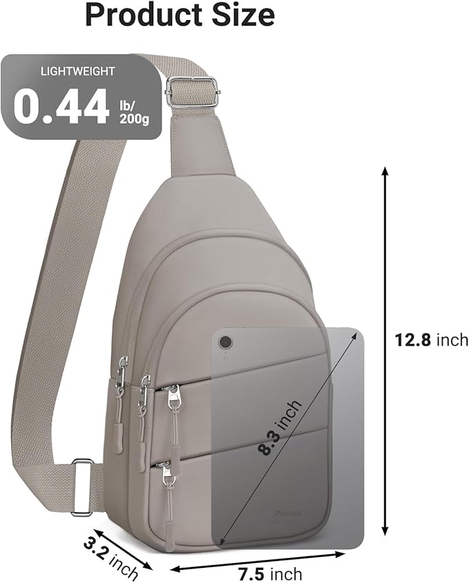 Tuwubi Crossbody Bags for Women, Sling Bag for Men, Small Hiking Backpack Anti Theft Lightweight for Outdoors Travel (M, Khaki)