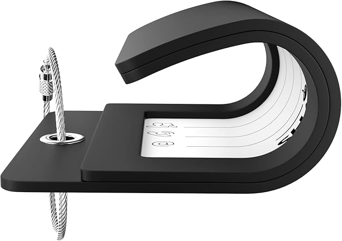 Shacke Luggage Tag Initial - Fully Bendable Tag w/Stainless Steel Loop - Black (Letter W)