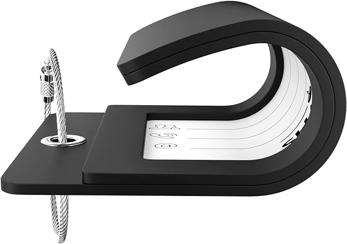 Shacke Luggage Tag Initial - Fully Bendable Tag w/Stainless Steel Loop - Black (Letter F)