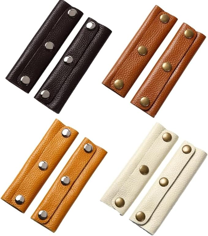 IUAQDP 8 Pieces Leather Handbag Handle Wrap Cover Purse Strap Protector Saddle with Brass Clasp, Soft Luggage Bag Grip Pad Identifier for Shopping/Travel/Suitcase/Tote Bag, Wallet, 4 Colors